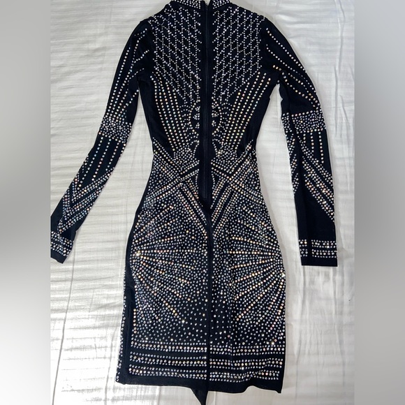Fashion nova rhinestone black body-con dress long sleeve bodycon - Picture 5 of 5